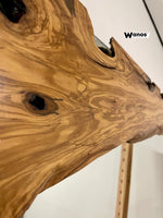 Specchio da appoggio o parete di design con cornice in legno massello di ulivo secolare