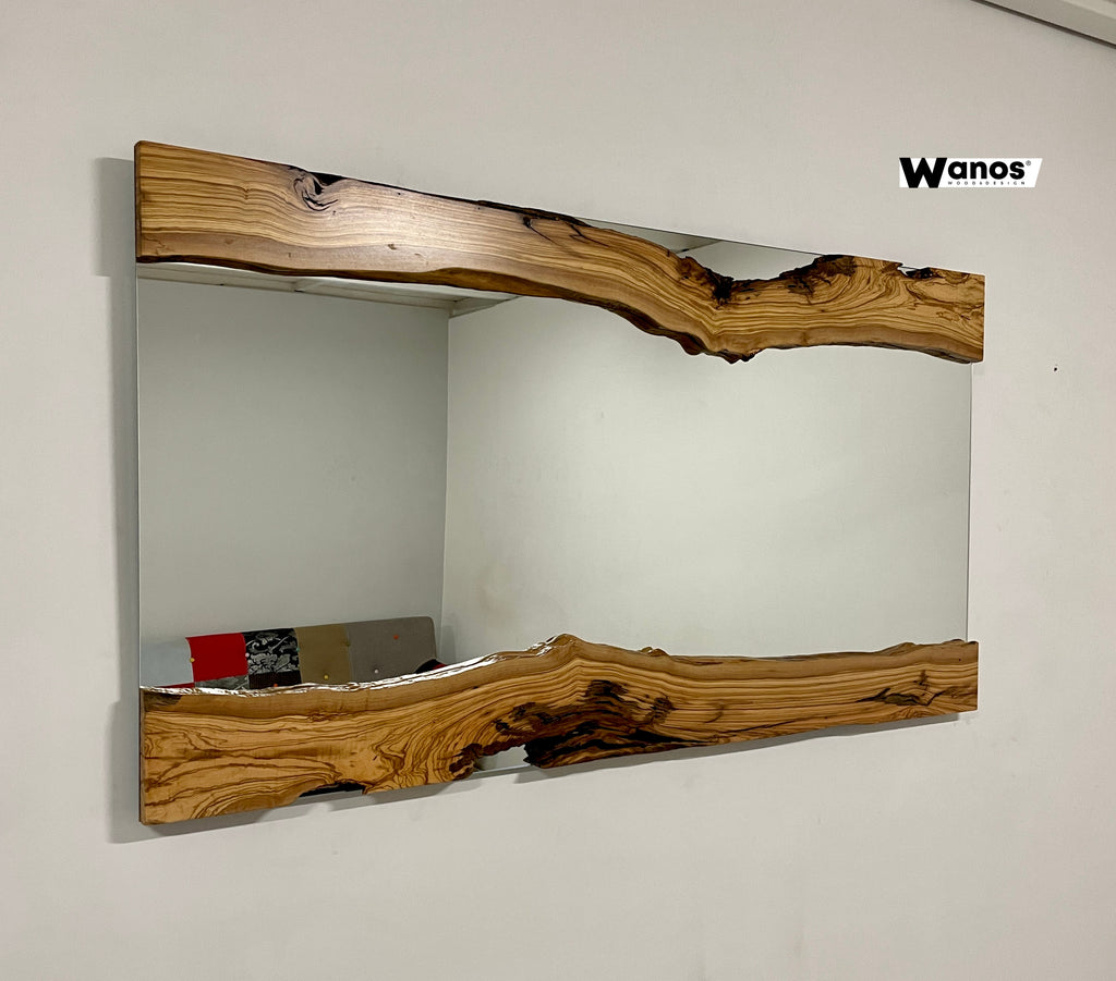 Specchio di design con cornice in legno massello di ulivo secolare – Wanos  Wood & Design