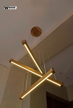 Lampadario geometrico di design in legno massello di rovere slavonia