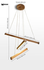 Lampadario geometrico di design in legno massello di rovere slavonia