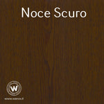 Design shelves made of solid chestnut wood on a metal structure