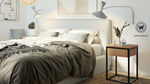 Design bedside table made of oak wood with metal structure