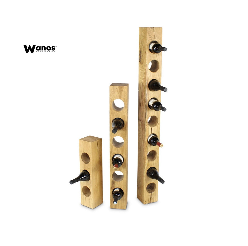Portabottiglie da terra Iron-Wood in legno massello di castagno inve –  Wanos Wood & Design