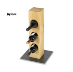 Portabottiglie di design in legno massello di rovere su base in metallo