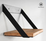 Mensole di design realizzate in legno massello di castagno su struttura in metallo