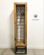 “Iron-Wood” design bottle holder in solid oak on corten iron base