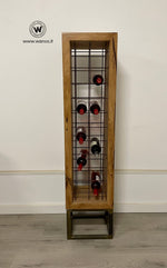 “Iron-Wood” design bottle holder in solid oak on corten iron base