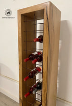 “Iron-Wood” design bottle holder in solid oak on corten iron base
