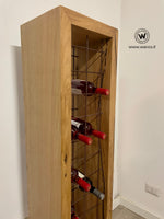 “Iron-Wood” design bottle holder in solid oak on corten iron base