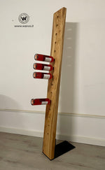 Bottle holder - "Iron-Wood" design floor-standing wine cellar in solid centuries-old olive tree on a solid iron base