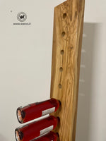 Bottle holder - "Iron-Wood" design floor-standing wine cellar in solid centuries-old olive tree on a solid iron base