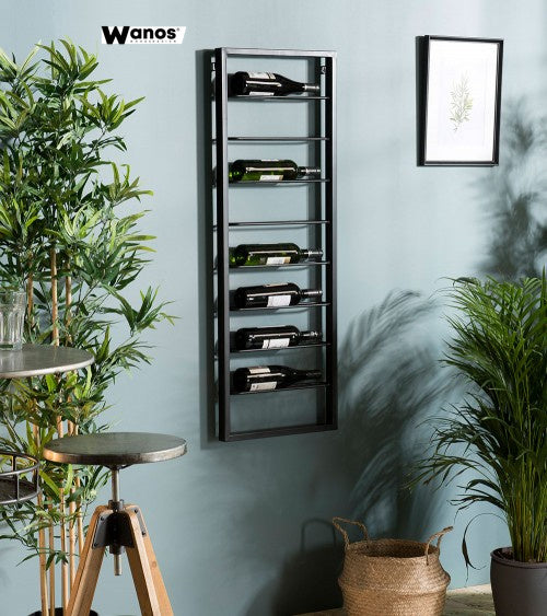Wall bottle holder in matt black metal