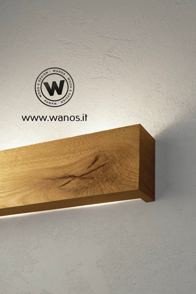 Applique da parete a led di design in legno massello di castagno invec –  Wanos Wood & Design