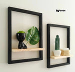 Shelf with metal structure and shelf in solid wood of your choice with a natural natural finish