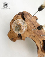 Lampadario di design realizzato in radice di ulivo secolare con 7 punti luce