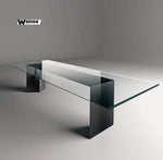 Coffee Table di design con struttura in metallo e ripiano in cristallo moderno