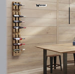 Design floor or wall bottle holder made of solid natural oak