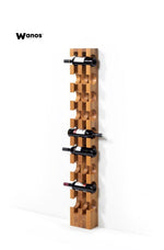 Design floor or wall bottle holder made of solid natural oak