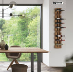 Design floor or wall bottle holder made of solid natural oak