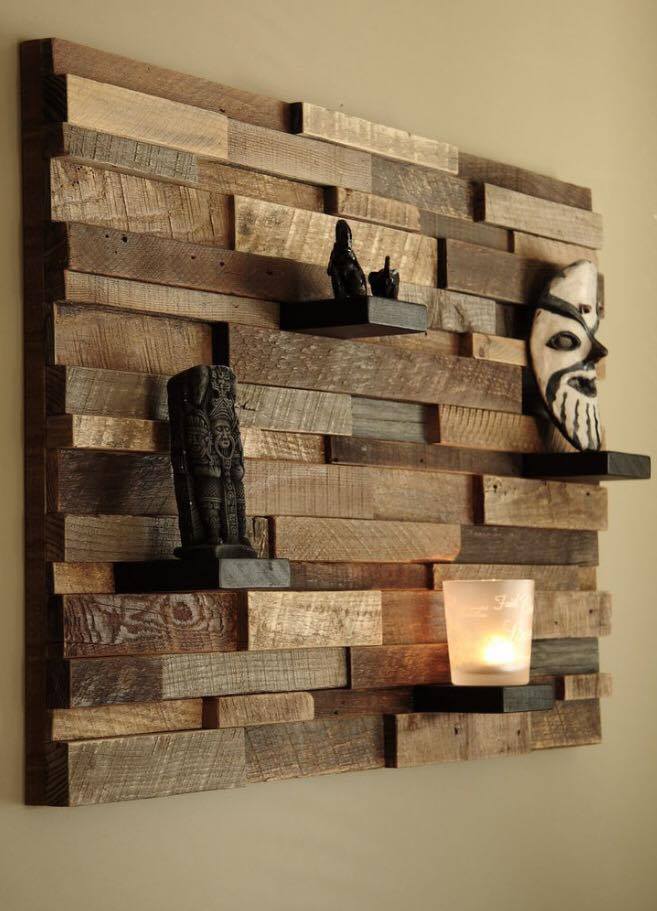 Equipped wall in modern style handcrafted solid wood