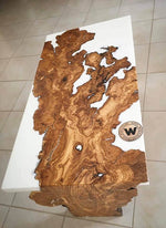 Design Coffee Table made with centuries-old olive root immersed in white epoxy resin