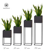 Portavaso di design realizzato in metallo di colore nero opaco