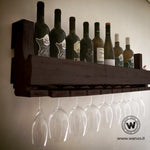 Portabottiglie da parete in legno massello Hanging Wine