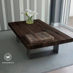 Coffee Table made with top in solid shabby chestnut wood on a metal structure