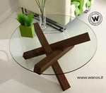 Tavolino da salotto in legno e vetro cristallo di design moderno