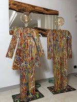 Lampade da terra Man-Woman di design in legno massello decorato