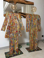 Lampade da terra Man-Woman di design in legno massello decorato