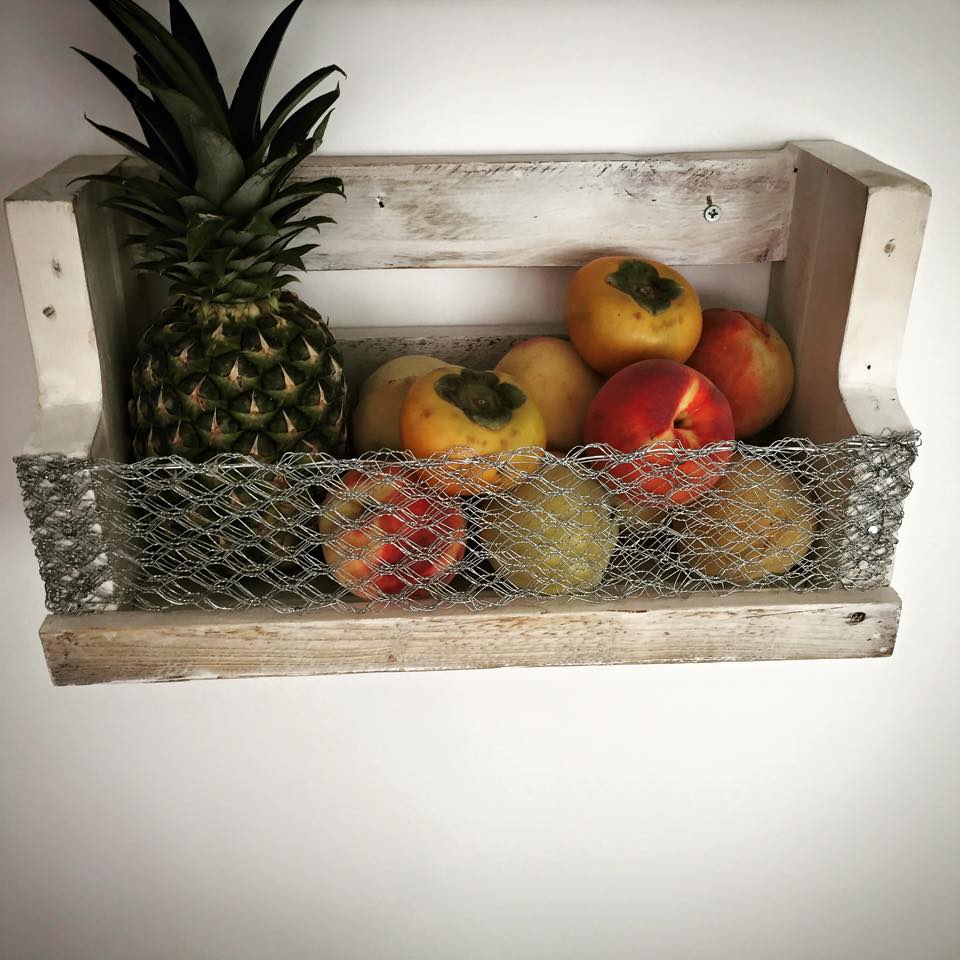 Provençal Shabby Chic style wall mounted fruit bowl Wanos Wood & Design
