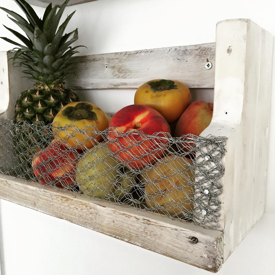 Provençal Shabby Chic style wall mounted fruit bowl Wanos Wood & Design