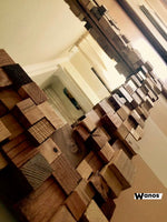 Specchio con cornice a mosaico in legno multi-wood di design