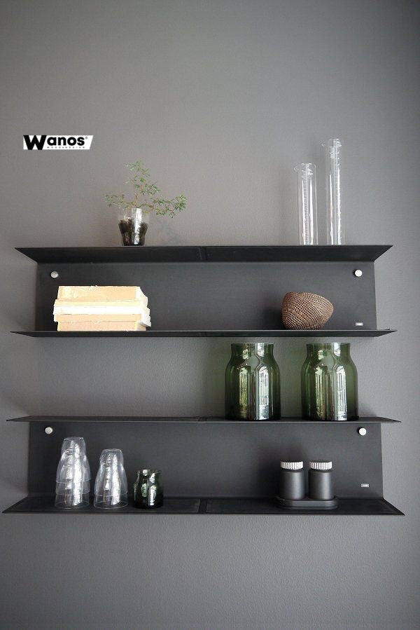 Mensole da parete con doppio ripiano dal design minimal realizzate in –  Wanos Wood & Design