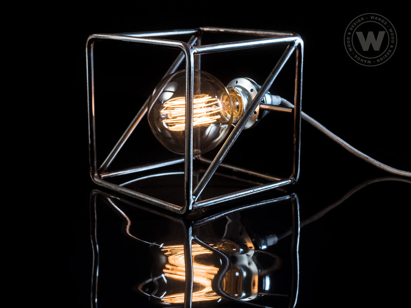 Design table lamp in wrought iron "Cube"