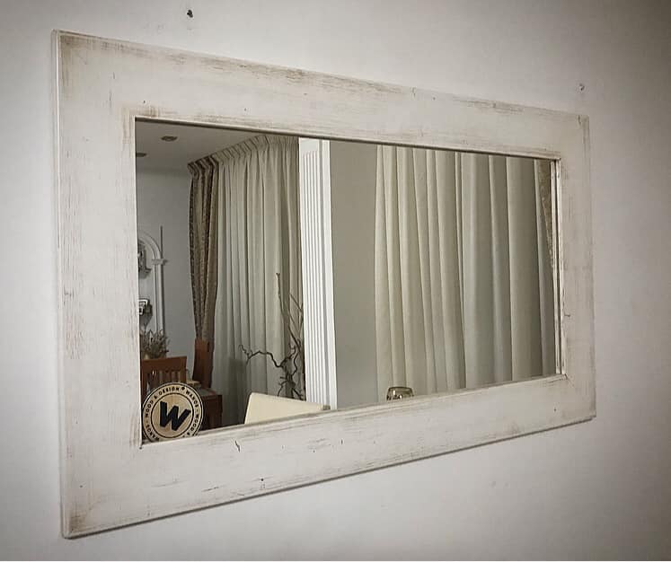 Specchio da parete con cornice bianco anticato, specchiera ingresso stile  shabby chic