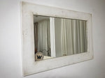 Design wall mirror with solid wood frame pickled in shabby chic style
