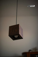 Ceiling light point made of solid natural chestnut wood