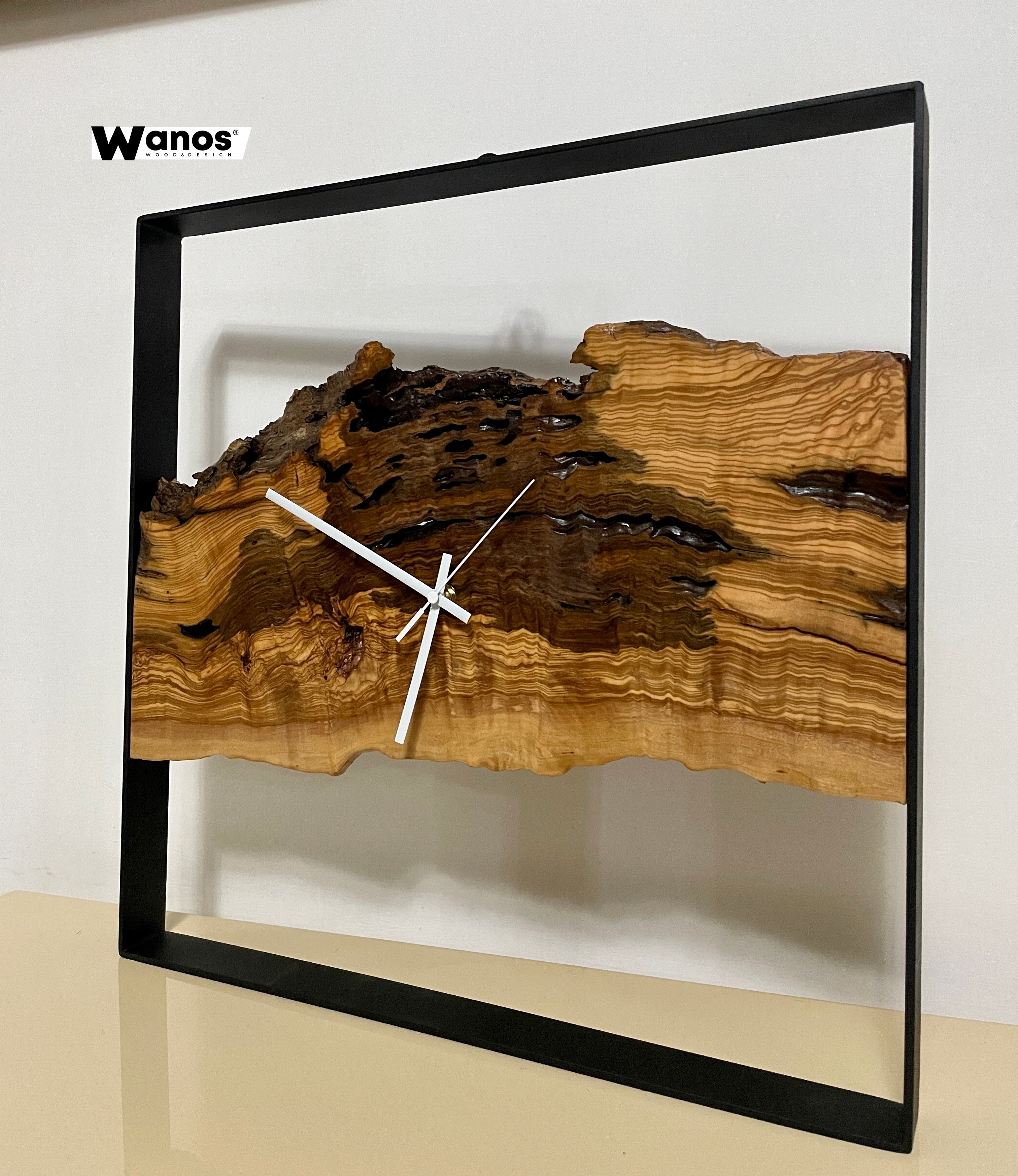 cerchio in acciaio x realizzare orologio da parete, legno-wood di  ulivo/olivo