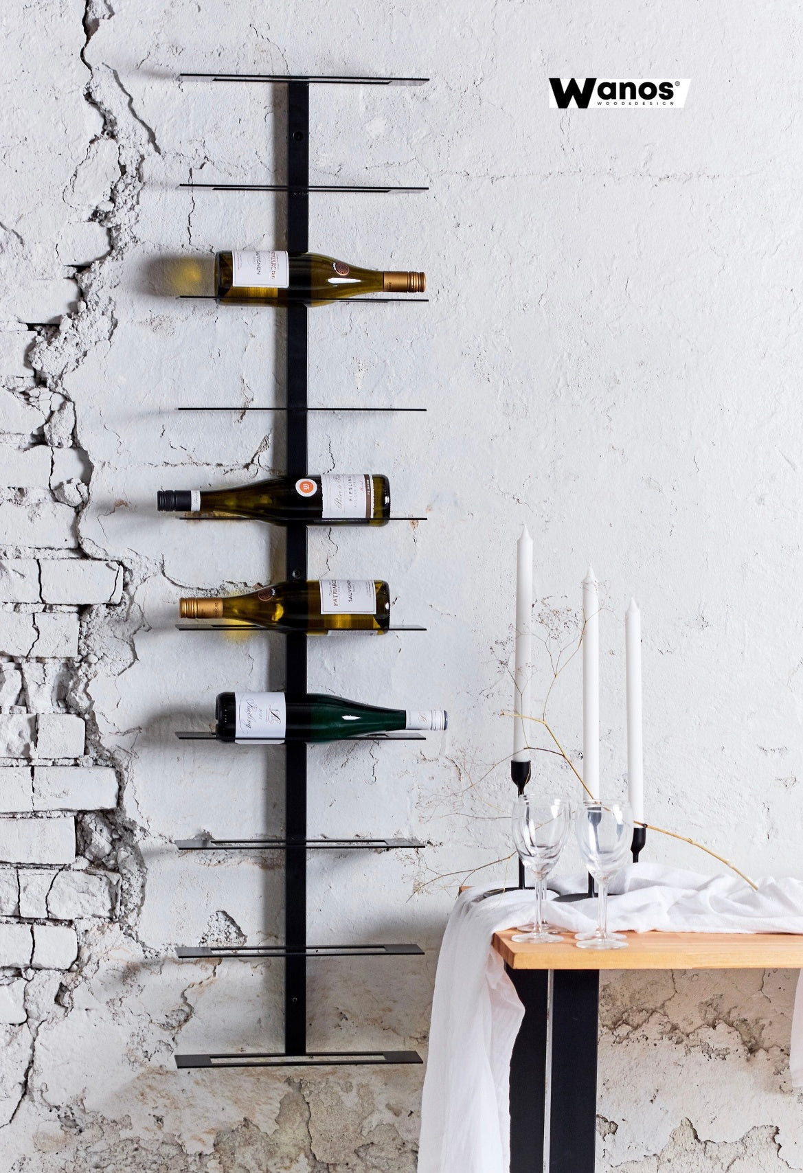 Portabottiglie da parete di design realizzato in metallo minimal – Wanos  Wood & Design