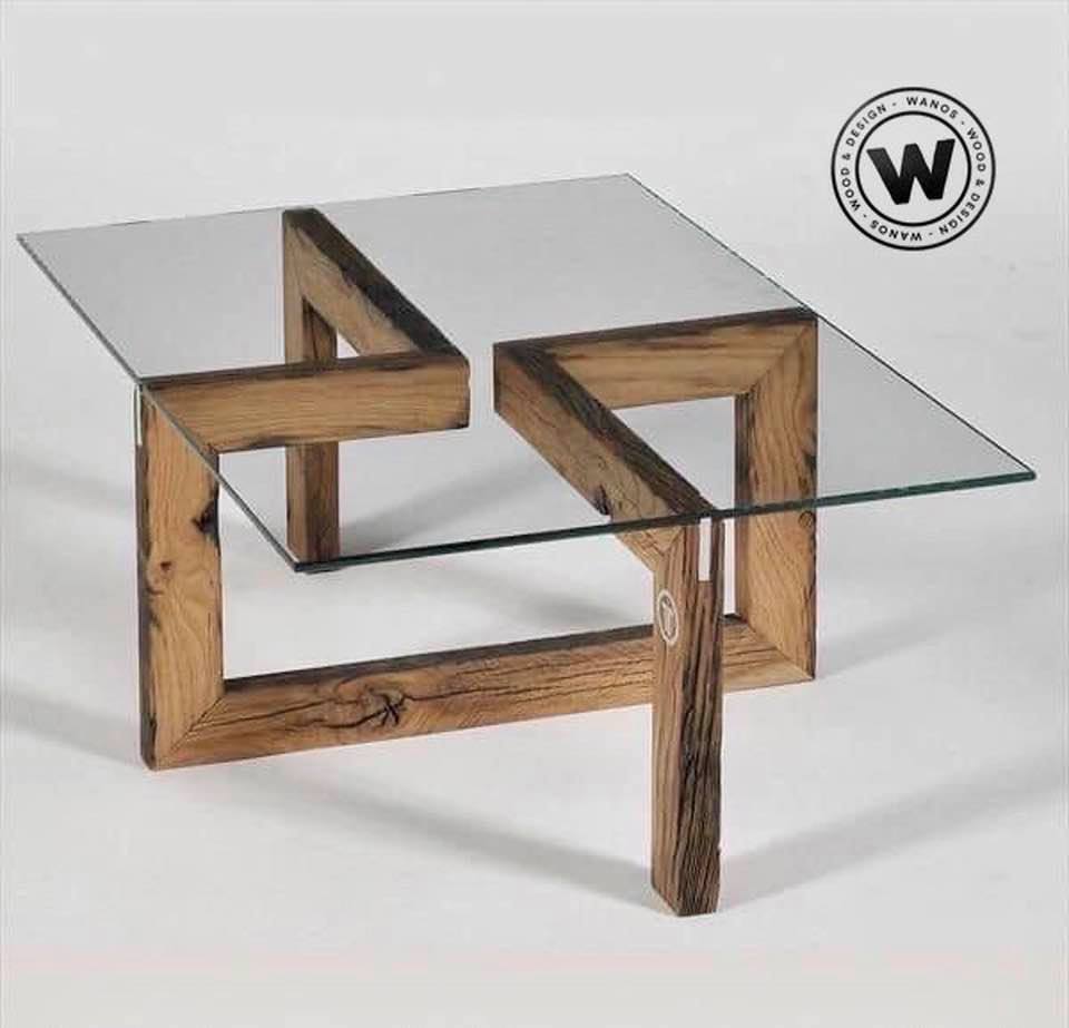 Tavolino da salotto di design in legno e vetro moderno adatto alla