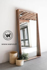 Design floor mirror with solid chestnut wood frame