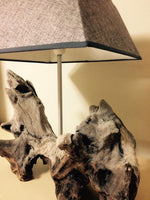 Sea-2.0 handcrafted raw wood table lamp