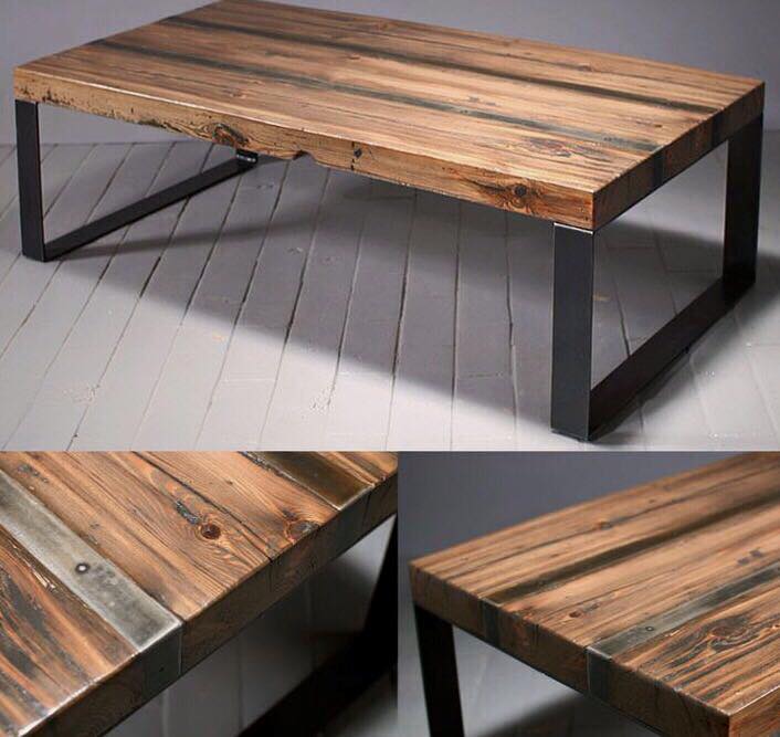 Tavolino da caffè in legno massello e ferro – Wanos Wood & Design