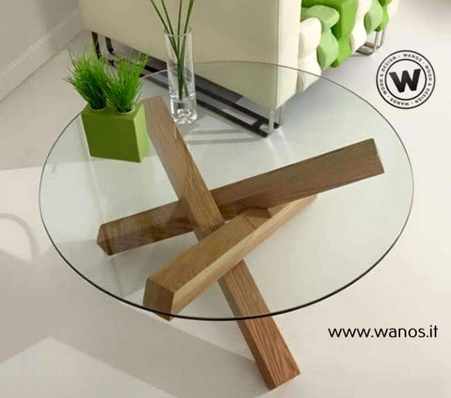 Tavolino da salotto in legno e vetro cristallo di design moderno – Wanos  Wood & Design