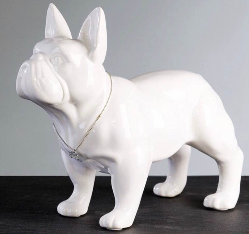 Statua di lusso del bulldog francese in effetto cromato argento