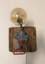 Vintage wall light with emergency brake on national walnut base