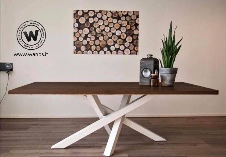 Tavolo di design realizzato in legno massello di castagno moderno – Wanos  Wood & Design