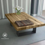 Coffee Table made with top in solid shabby chestnut wood on a metal structure